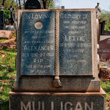 MULLIGAN Alexander 1892-1952 &amp; Lettie 1892-1965