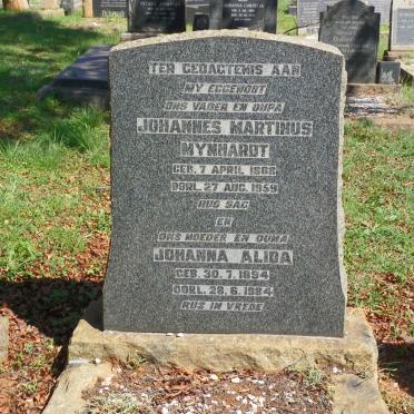 MYNHARDT Johannes Martinus 1888-1959 &amp; Johanna Alida 1894-1984