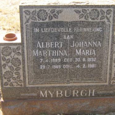 MYBURGH Albert Marthina 1889-1965 &amp; Johanna Maria 1892-1981