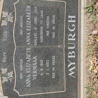 MYBURGH Anna Elizabeth -1959 :: VERMAAK Anna Elizabeth 1902-1983