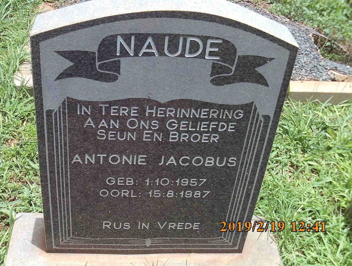 NAUDE Antonie Jacobus 1957-1987