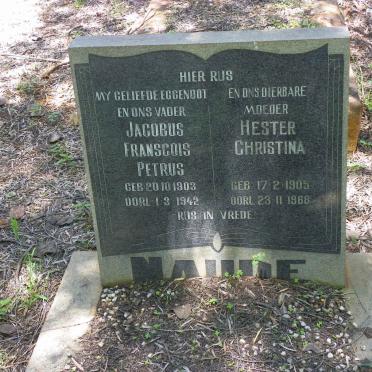 NAUDE Jacobus Franscois Petrus 1903-1942 &amp; Hester Christina 1905-1968