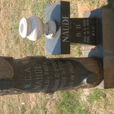 NAUDE B.D. 1898-1978 &amp; M.C.A. DU PREEZ 1904-1965