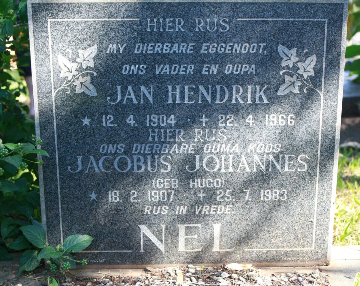 NEL Jan Hendrik 1904-1966 &amp; Jacobus Johannes HUGO 1907-1983