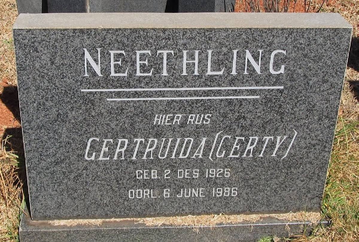 NEETHLING Gertruida 1926-1986