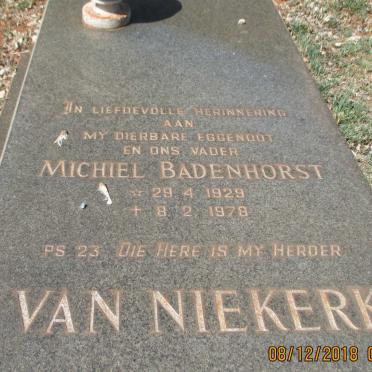 NIEKERK Michiel Badenhorst, van 1929-1978