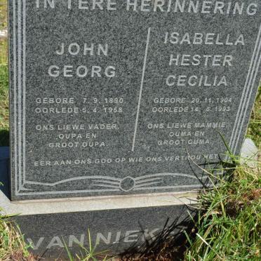 NIEKERK John Georg, van 1890-1958 &amp; Isabella Hester Cecilia 1904-1993