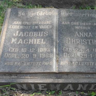 NIEMAND Jacobus Machiel 1893-1968 &amp; Anna Christina 1896-1971