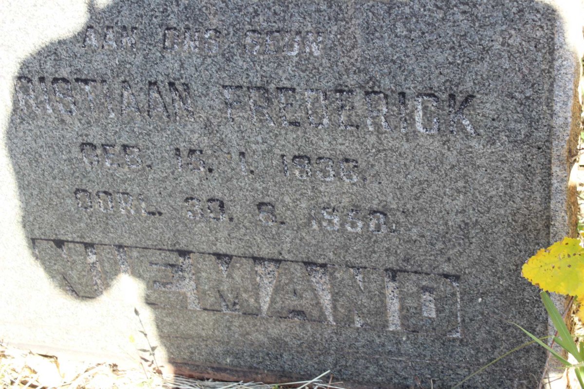 NIEMAND Christiaan Frederick 193?-1968