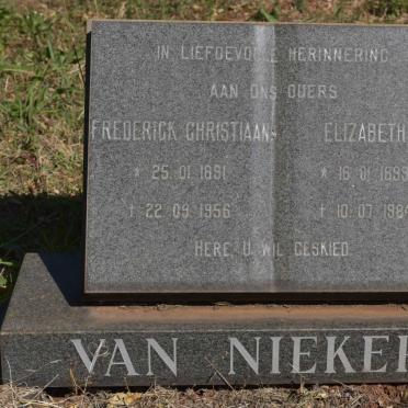 NIEKERK Frederick Christiaan, van 1891-1956 &amp; Elizabeth 1899-1984
