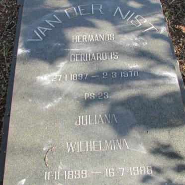NIST Hermanus Gerhardus, van der 1897-1970 &amp; Juliana Wilhelmina 1899-1988