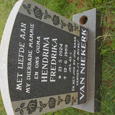 NIEKERK Hendrina Fredrika, van 1924-1989