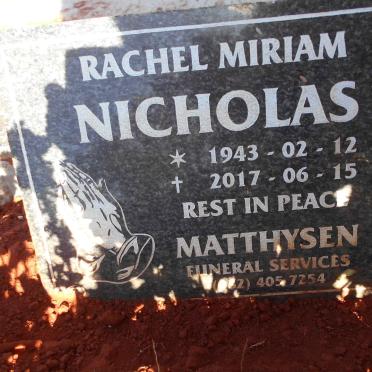 NICHOLAS Rachel Miriam 1943-2017