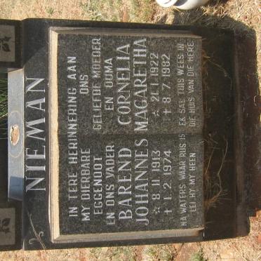 NIEMAN Barend Johannes 1913-1974 &amp; Cornelia Magaretha 1922-1982