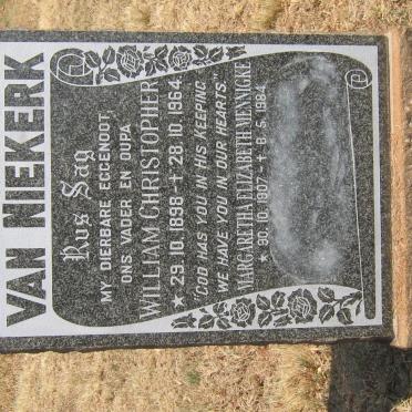 NIEKERK William Christopher, van 1898-1964 &amp; Margaretha Elizabeth MENNIGKE 1907-1984