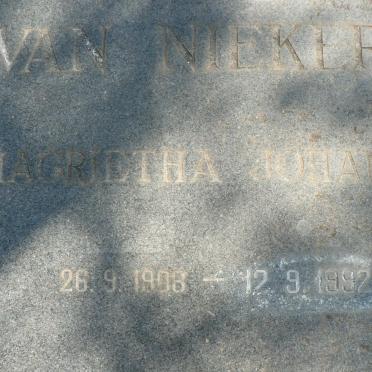 NIEKERK Magrietha Johanna, van 1908-1992