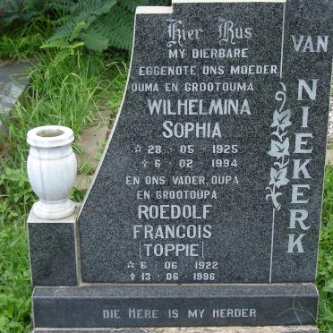 NIEKERK Roedolf Francois, van 1922-1996 &amp; Wilhelmina Sophia 1925-1994