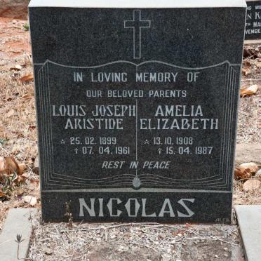 NICOLAS Louis Joseph Aristide 1899-1961 &amp; Amelia Elizabeth 1908-1987