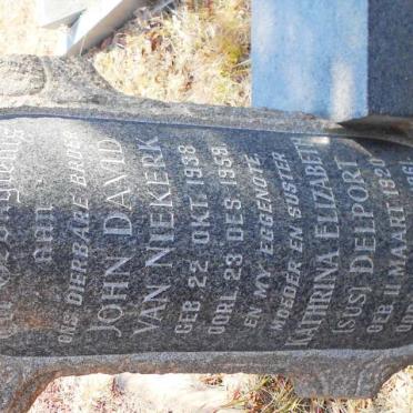 NIEKERK John David, van 1938-1959 &amp; Kathrina Elizabeth DELPORT 1920-1961