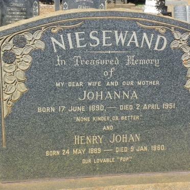 NIESEWAND Henry John 1889-1960 &amp; Johanna 1890-1951