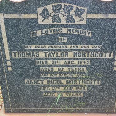NORTHCOTT Thomas Taylor -1943 &amp; Janet Nicol -1959
