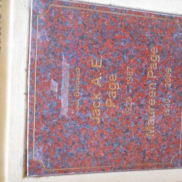 PAGE Jack A.E. 1920-1987 &amp; Maureen 1920-2009