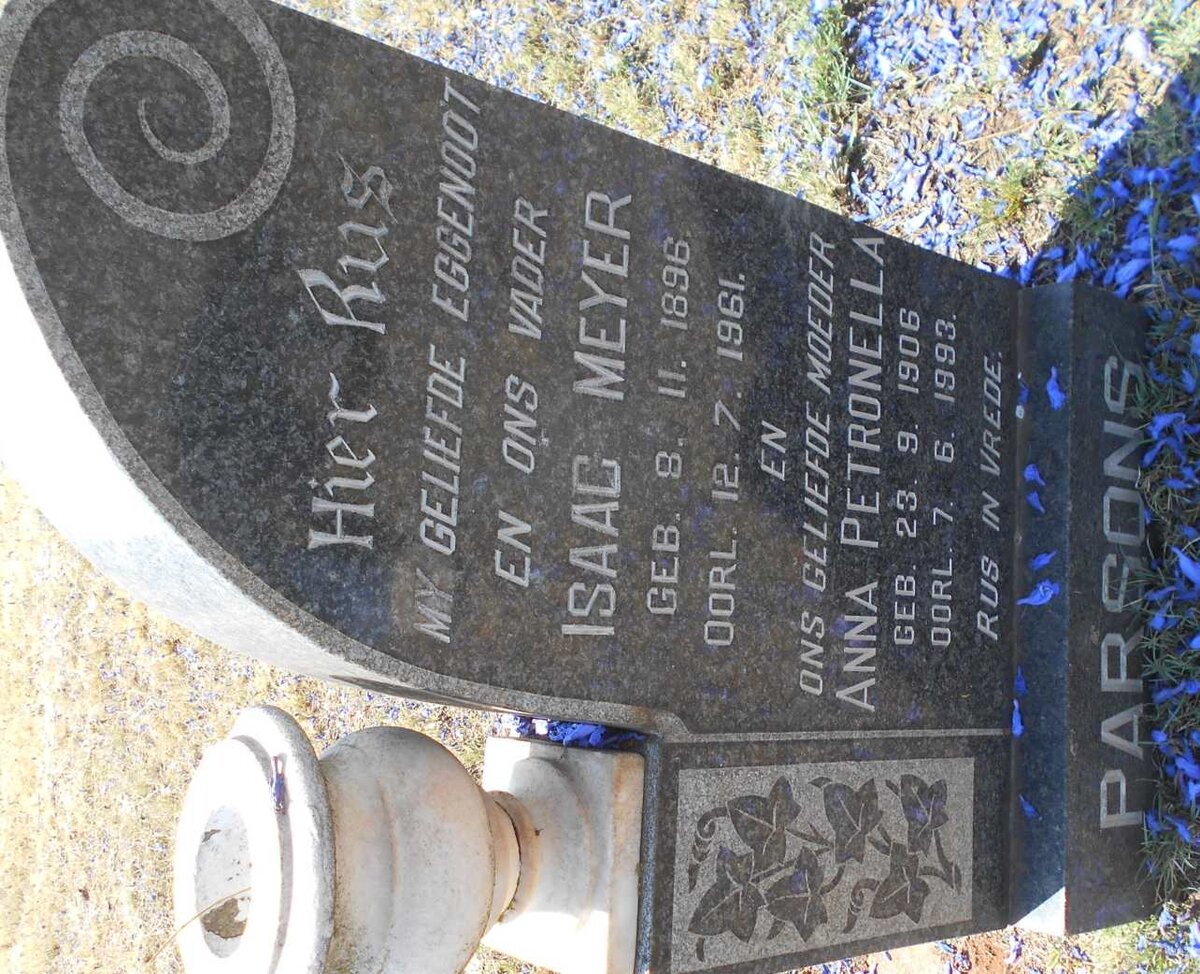 PARSONS Isaac Meyer 1896-1961 &amp; Anna Petronella 1906-1993