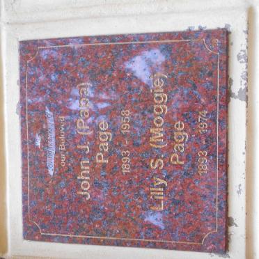 PAGE John J. 1893-1958 &amp; Lilly S. 1893-1974