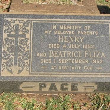 PAGE Henry -1952 &amp; Beatrice Eliza -1953