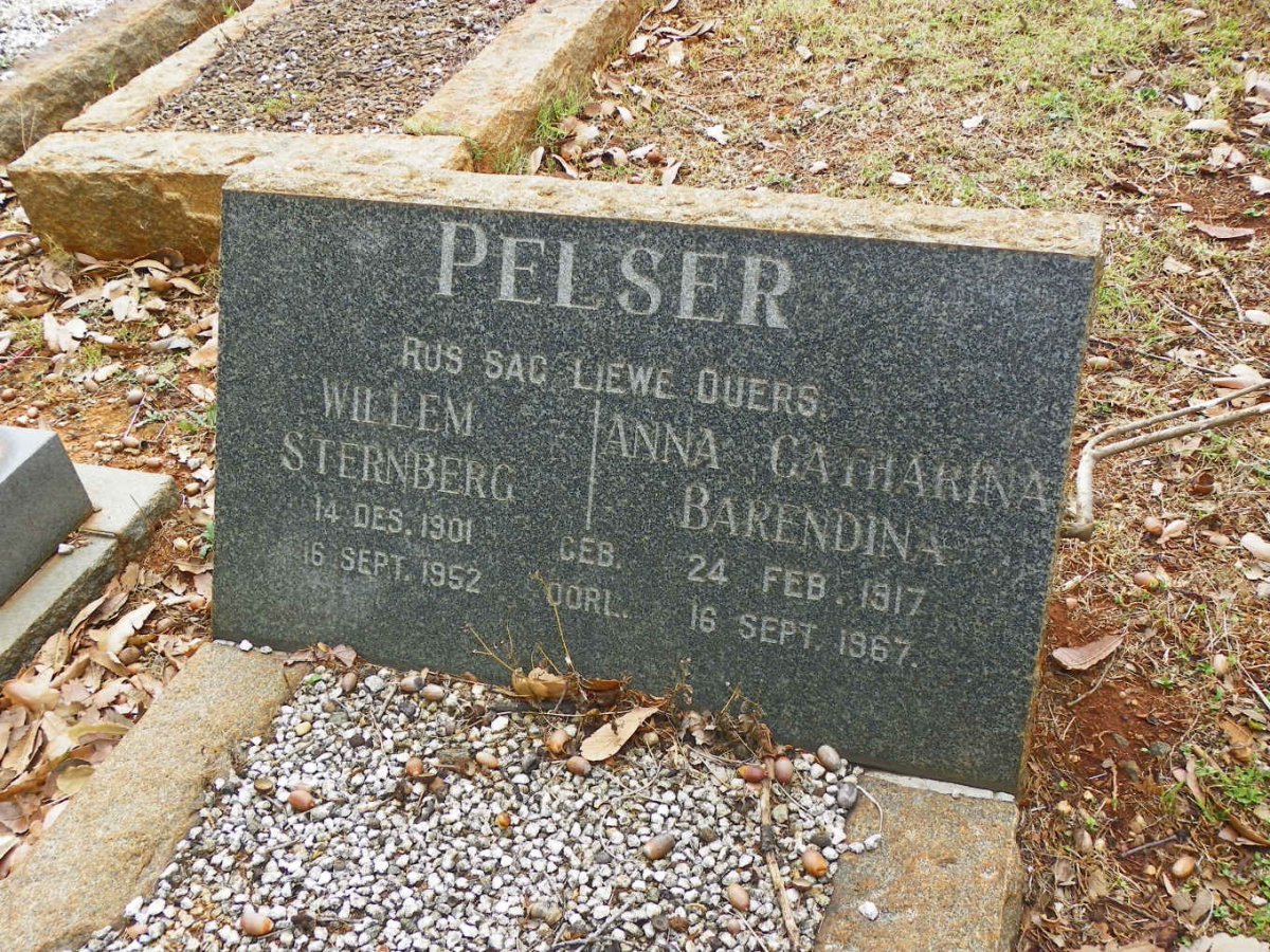 PELSER Willem Sternberg 1901-1951 &amp; Anna Catharina Barendina 1917-1967