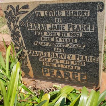 PEARCE Charles Harvey -1968 &amp; Sarah Jane -1953
