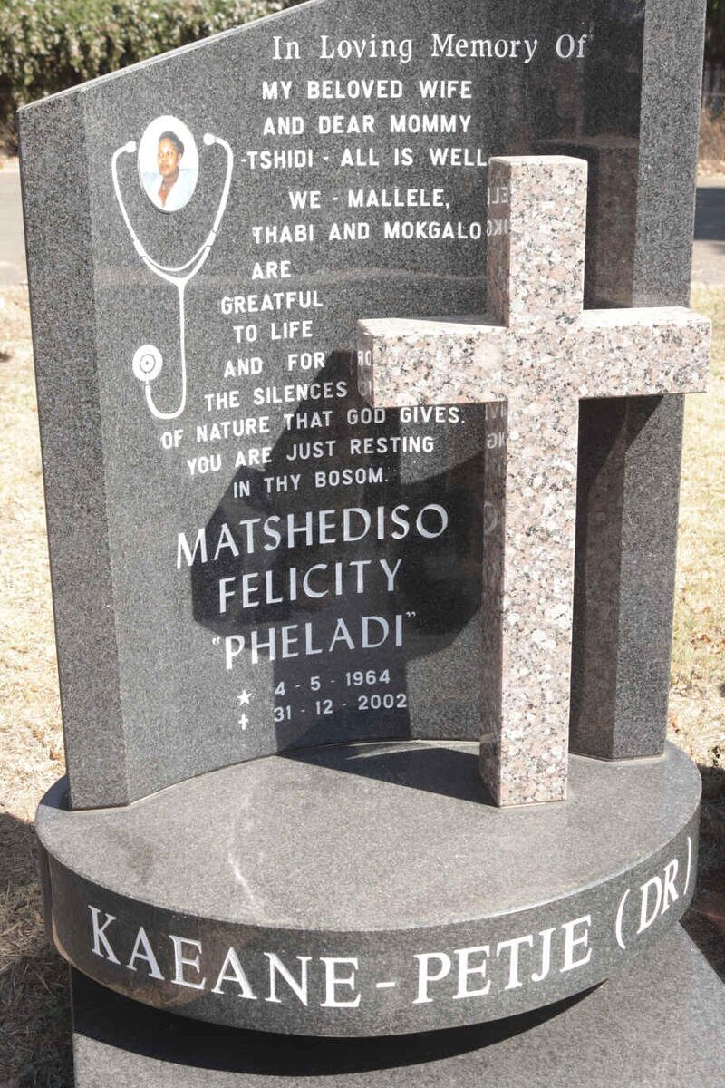 PETJE Matshediso Felicity, KAEANE 1964-2002