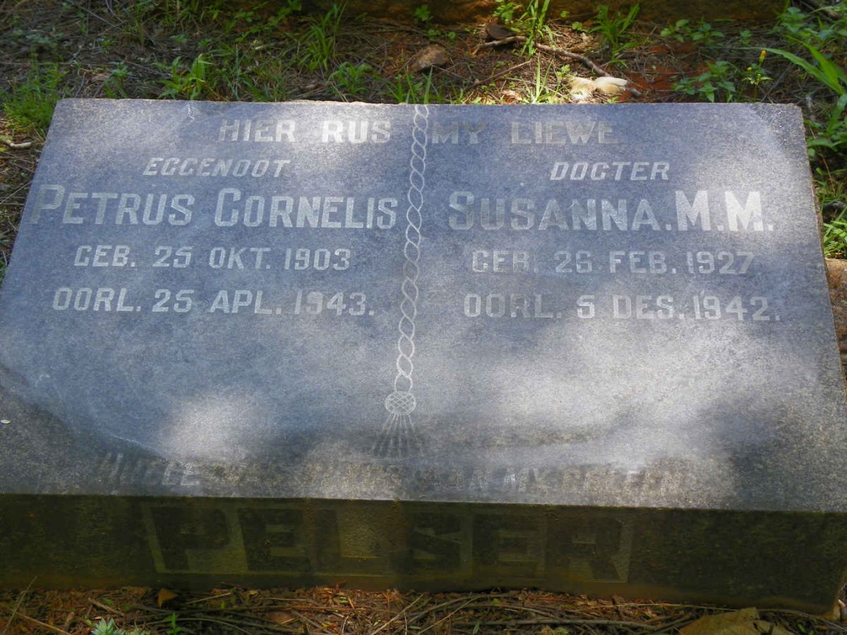 PELSER Petrus Cornelis 1903-1943 :: PELSER Susanna M.M. 1927-1942