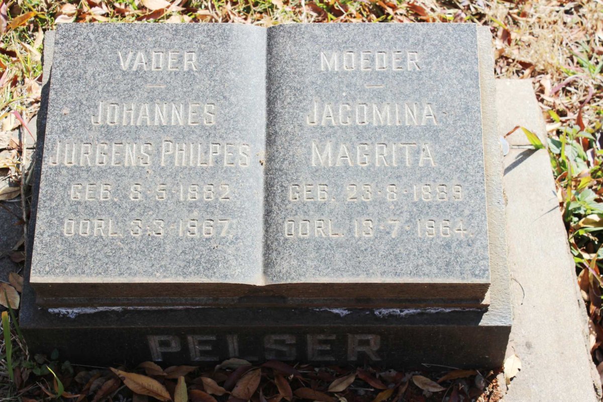 PELSER Johannes Jurgens Philpes 1882-1967 &amp; Jacomina Magrita 1889-1964
