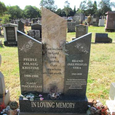 PFEIFLE Aslaug Kristine 1908-1988 :: BRAND Vera nee PFEIFLE 1943-2020