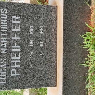 PHEIFFER Lucas Marthinus 1919-1980