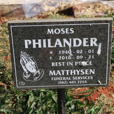 PHILANDER Moses 1940-2016
