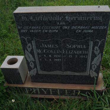PHYFFER James McCollin 1932-1989 &amp; Sophia Elizabeth 1943-