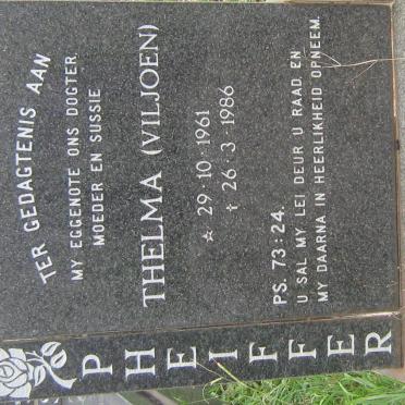 PHEIFFER Thelma nee VILJOEN 1961-1986