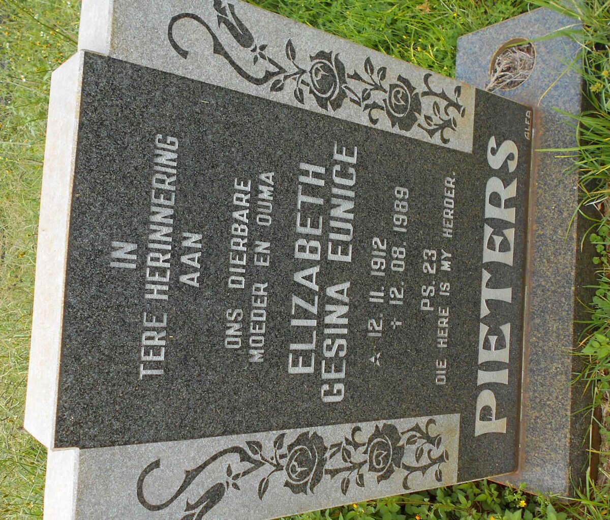 PIETERS Elizabeth Gesina Eunice 1912-1989