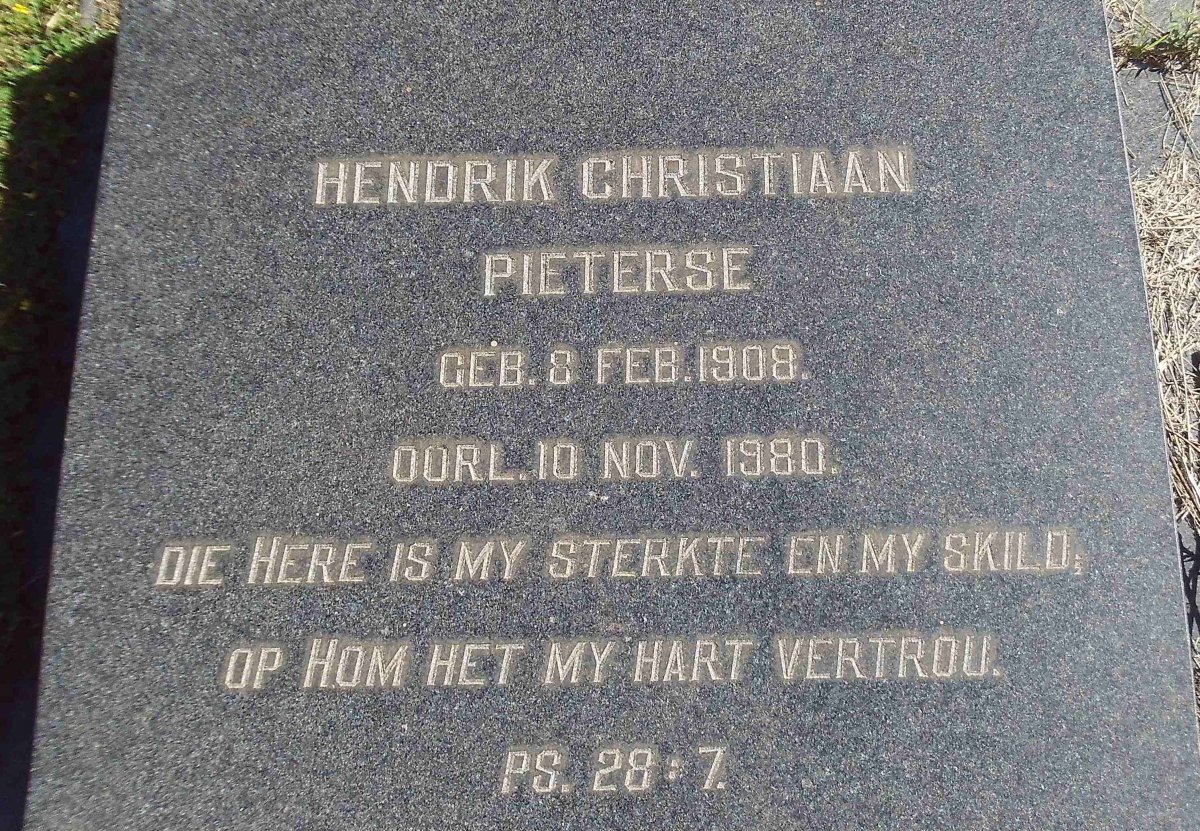 PIETERSE Hendrik Christiaan 1908-1980
