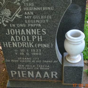 PIENAAR Johannes Adolph Hendrik 1933-1980