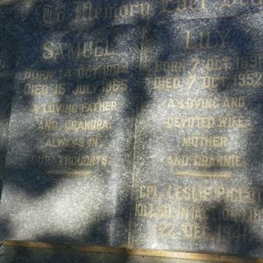 PIGGOTT Samuel 1884-1965 &amp; Lily 1891-1952 :: PIGGOTT Leslie -1941