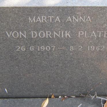 PLATER Marta Anna, VON DORNIK 1907-1962