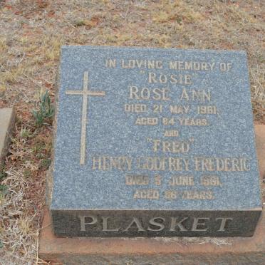 PLASKET Henry Godfrey Frederic -1961 &amp; Rose Ann -1961