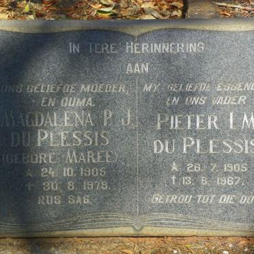 PLESSIS Pieter I.M., du 1905-1967 &amp; Magdalena P.J. MAREE 1905-1979