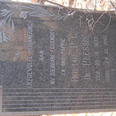 PLESSIS Roelof P.G., du 1893-1961