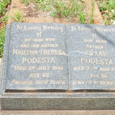 PODESTA Frank -1963 &amp; Martha Theresa -1949