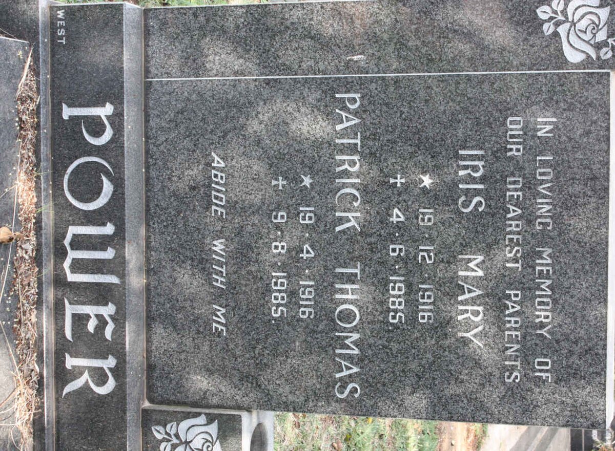 POWER Patrick Thomas 1916-1985 &amp; Iris Mary 1916-1985