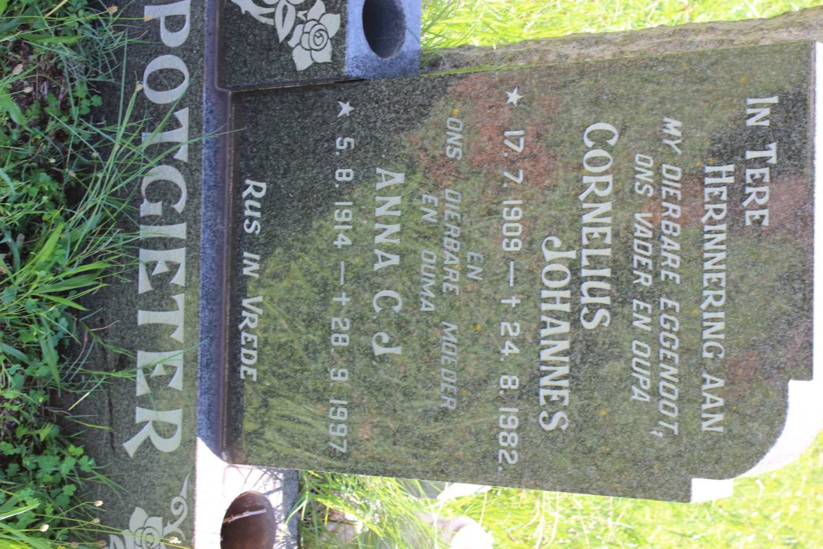 POTGIETER Cornelius Johannes 1909-1982 &amp; Anna C.J. 1914-1997